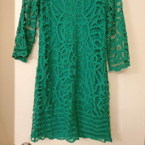 Kelly green dress with lace overlay - Picture 2 of 5
